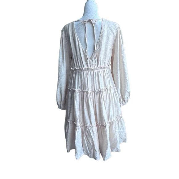 Altar'd State Open Back Tiered Peasant Mini Dress Cream Long Sleeve SZ M - Picture 3 of 11